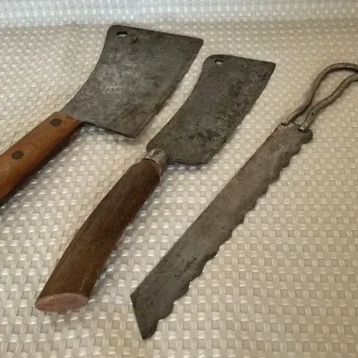 Vintage Craftsman Cleaver (1) And Knives (2)