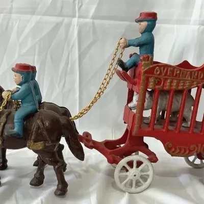Vintage Cast Iron Horse-Drawn Animal Wagon