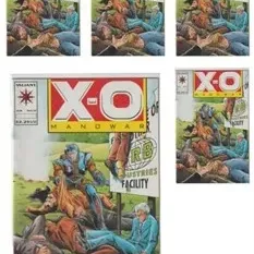 Group of five duplicate copies of Valiant Comics' X-O Manowar issue #2, published in 1992, each bagged for protection.