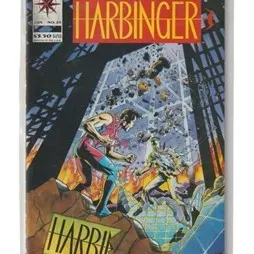 Valiant Comics Harbinger issue #25 comic book, stored in a protective plastic sleeve.