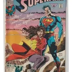 DC Comics Superman #59 comic book, published in September 1991, featuring artwork by Dan Jurgens and Brett Breeding, stored in a...