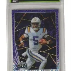 GMA Gem Mint 10 graded 2025 Leaf Metal Collective Jayden Daniels Purple Shimmer trading card, numbered 151/199.