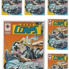 Group of six identical Valiant Comics H.A.R.D. Corps comic books, individually bagged and boarded.