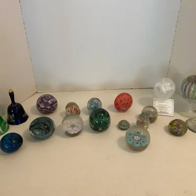 Decorative Glass Paperweights And Bells