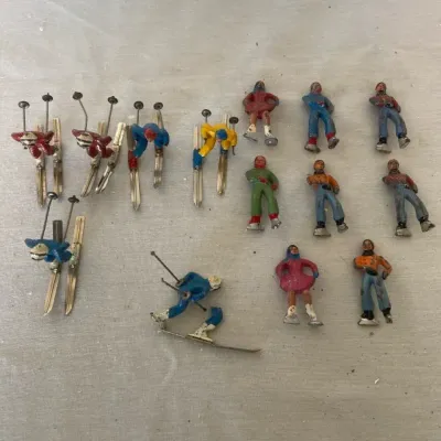 Cast Metal Winter Miniature Figures And Miscellaneous Village Decor 