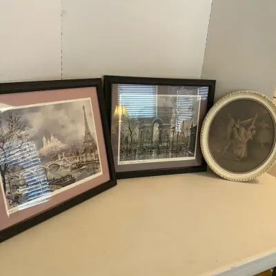 Two Parisian Prints And An Oval Ballet Print