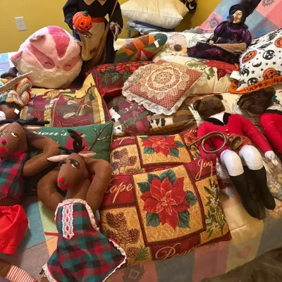 Assorted Holiday Pillows And More
