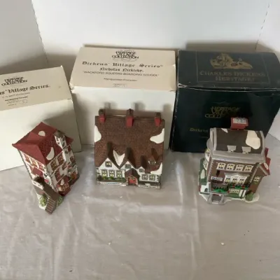 Three Department 56 Dickens Christmas Village Buildings 