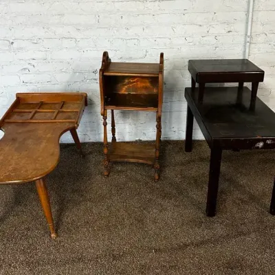 Vintage Tobacco Stand w/ Two Wood Tables