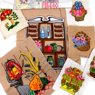 Vintage Linens With 1970’s Crewel Embroidered Panels