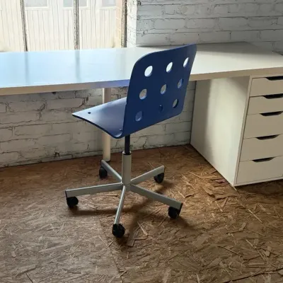 IKEA Modular Office Desk Setup W/ Vika Alex Drawer Unit & Jules Chair