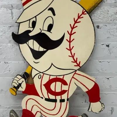 1950s/60s Mr. RedLegs Cincinnati Reds Cardboard Sign Standee