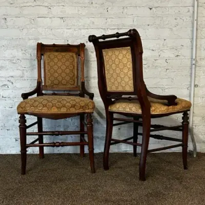 Pair of Victorian Walnut and Burl Renaissance Revival Side Chairs, C. 1870