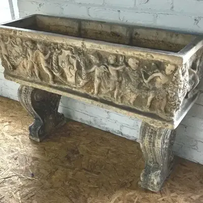 Large Neoclassical Style Cement Planter on Stand
