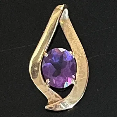 14K Yellow Gold Amethyst Teardrop Pendant 