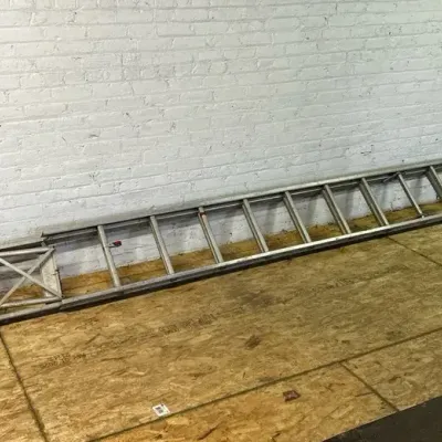 Vintage 20-Foot Aluminum Extension Ladder w/ Gutter Roof Stabilizer