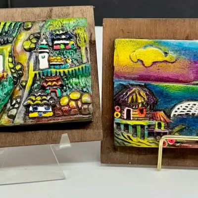 Latin American Hand Painted Folk Art Plaques