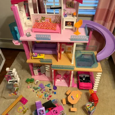 Vintage Barbie Dream House With Elevator & More