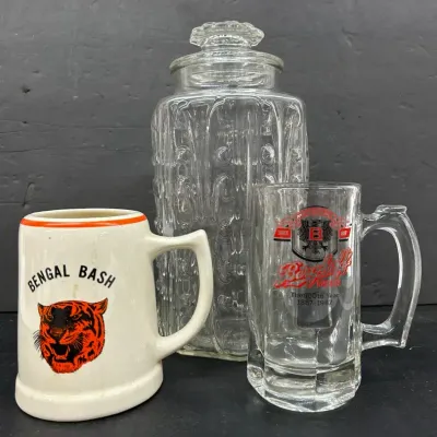 Vintage Bengals Stein, Vintage Glass Jar & Berghoff Beer Stein
