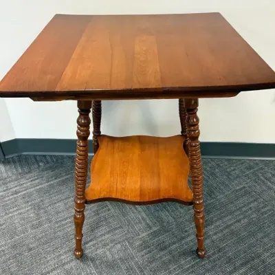Two Tier Square Table with Turned Legs 
