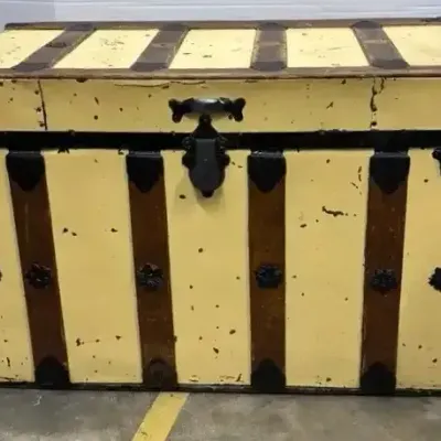 Vintage Metal With Wood Steamer Trunk