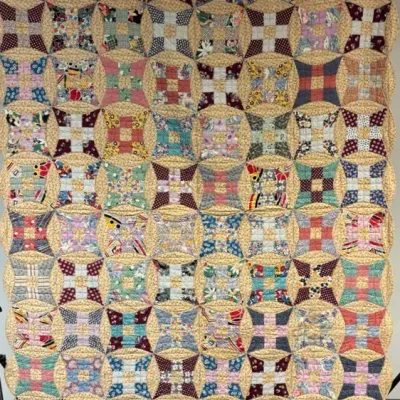 Hand Stitched, Hand Pieced Quilt with Vintage Fabric 