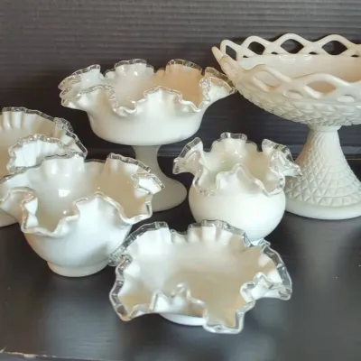 Fenton Silver Crest and Other Milk Glass