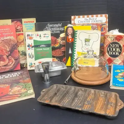 Vintage Cookbooks And Cast-Iron Cornbread Mold