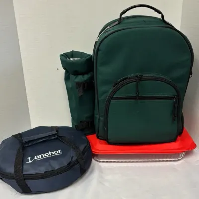 Picnic at Ascot Picnic Backpack With Contents, Pyrex Casserole Dish With Lid, Anchor Casserole Dish