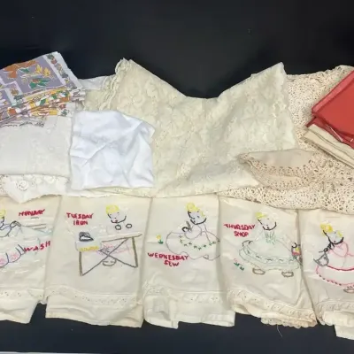 Vintage Linens - Embroidered Hand Towels, Crocheted Tablecloths, & More