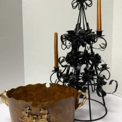 Metal Autumn Table Candelabra, Metal Planter