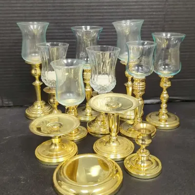 Brass and Glass Candle Holders