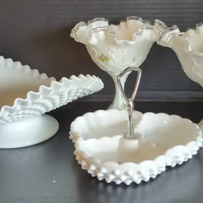 White Fenton Glass 
