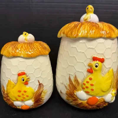 Sears, Roebuck & Co. “Chicken Little” Ceramic Canisters