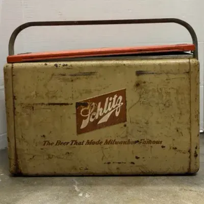 Vintage Schlitz Metal Cooler Ice Chest