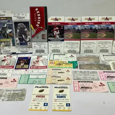 Vintage Sports Game Tickets - Cardinals, Rams, & Rangers