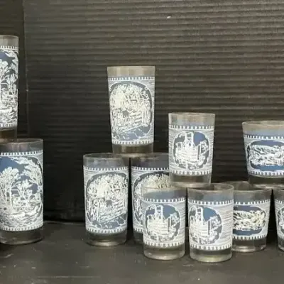 Currier & Ives Cobalt/White Drinkware 