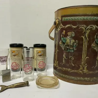Vintage Falstaff Carousel Cooler & Other Falstaff Collectibles