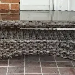 Outdoor Wicker/Rattan Patio Coffee Table with Glass Top