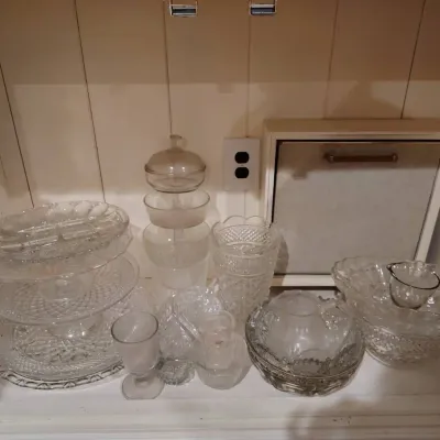 Mystery Lot of Vintage Clear Glassware & Crystal Serving Pieces