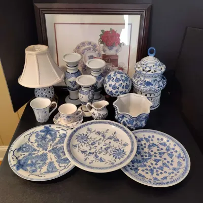 Blue & White Porcelain and China Décor Lot