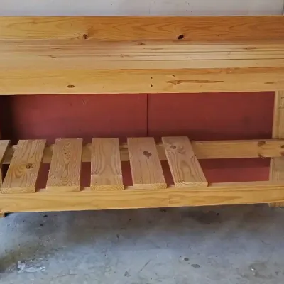 Rustic Solid Wood Workbench with Lower Storage Shelf