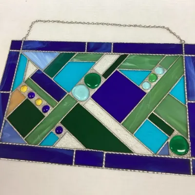 Blue/Green Stained-Glass Panel
