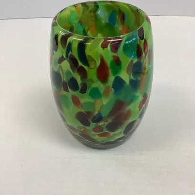 Hand Blown Art Glass Votive 