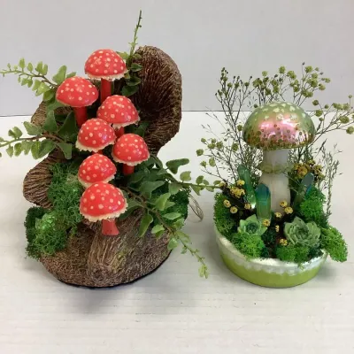 Pair Of Fairy Forest Lighted Mushrooms