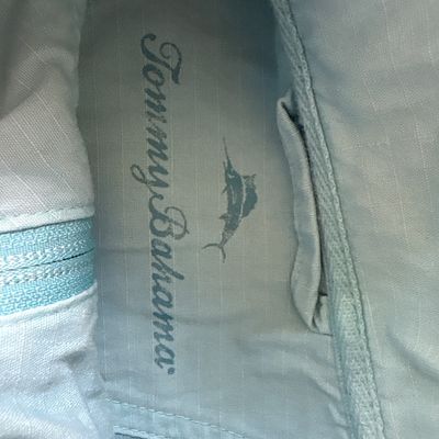 Sale Photo Thumbnail #4: Includes two  quarter-zip long sleeve pullover sweatshirts in light blue/teal and coral pink. Both feature soft textured fabric and zipper closures. Lightly worn condition with no major tears or visible stains.
Size Large