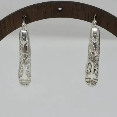 Sterling Silver Filigree 1.25" Hoop Earrings  Approx. 5.46g