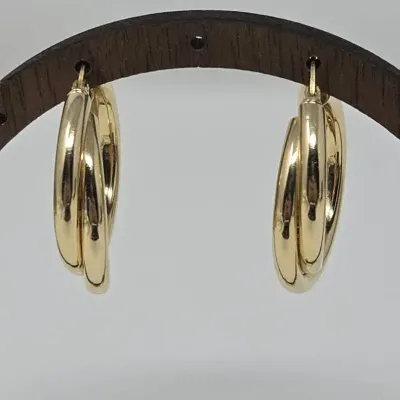14K Yellow Gold Double Twisted 1.25" Hoop Earrings Approx. 4.18g