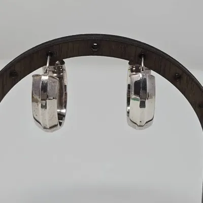 950 Silver Italy 1" Hoop Earrings Approx. 4.21g