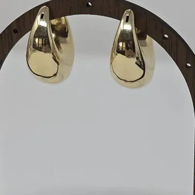 14K Yellow Gold Italy Polished 1" Hoop Earrings Approx. 8.92g